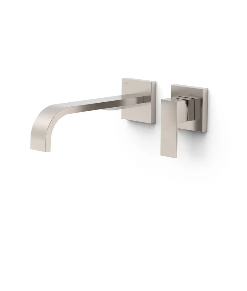 Grifo monomando empotrado para lavabo con caño de acero en acabado cromado Cuadro Tres
