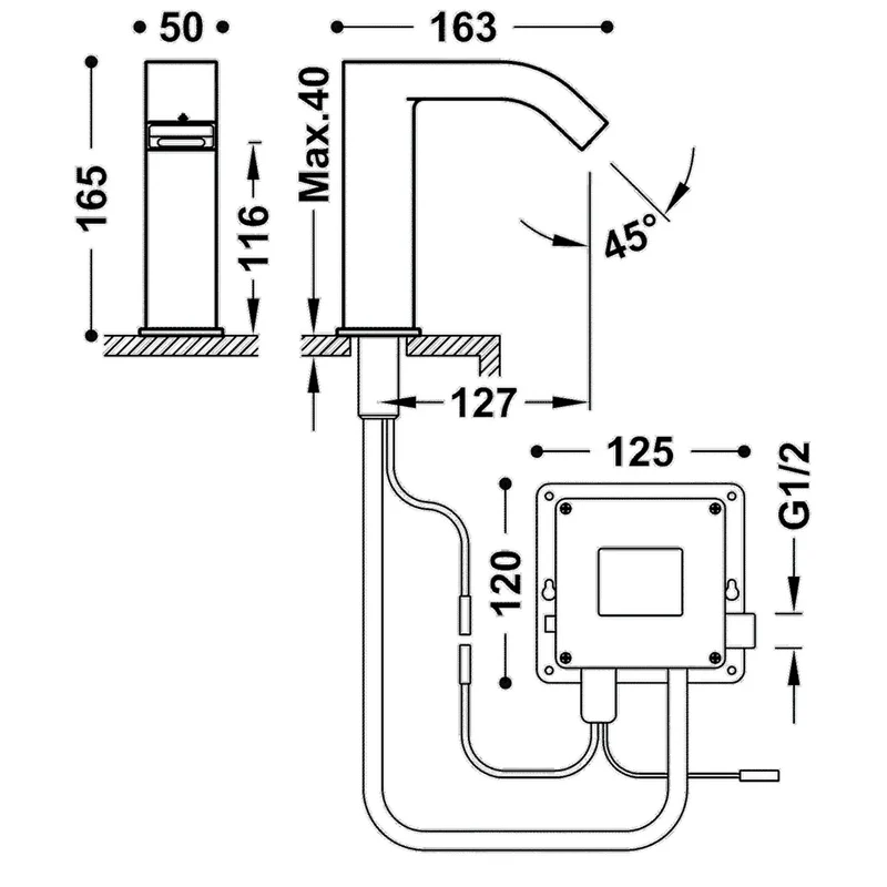 Grifo electrónico con sensor y salida de agua acabado cromado Tempo Standard TRES
