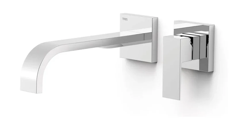 Grifo con monomando de instalación empotrada para lavabo con acabado cromado Cuadro Tres