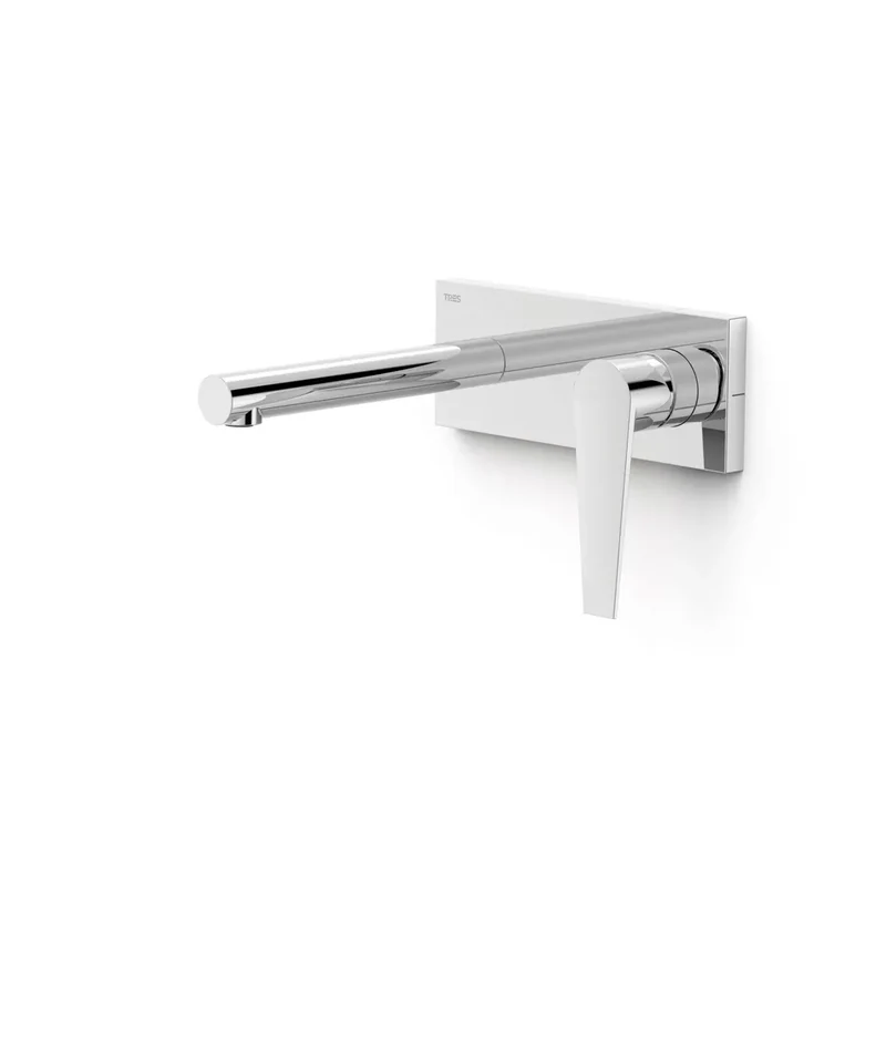 Grifo monomando para lavabo con placa de instalación empotrada y acabado cromado Class Tres
