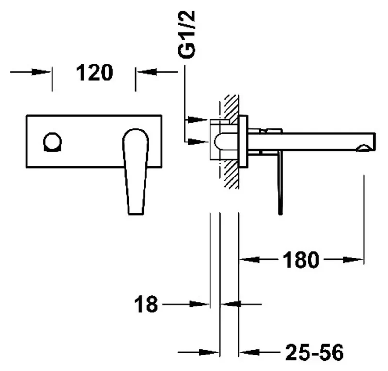 Grifo monomando para lavabo con placa de instalación empotrada y acabado cromado Class Tres