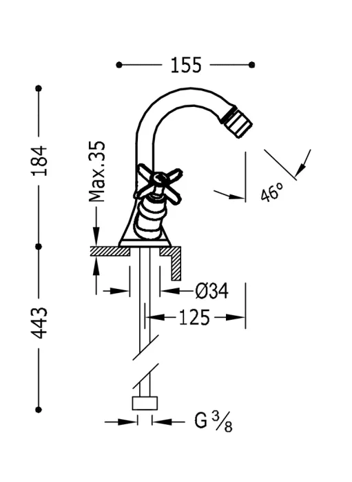 Grifo de bidé bimando con rótula orientable con acabado cromado CLASIC TRES