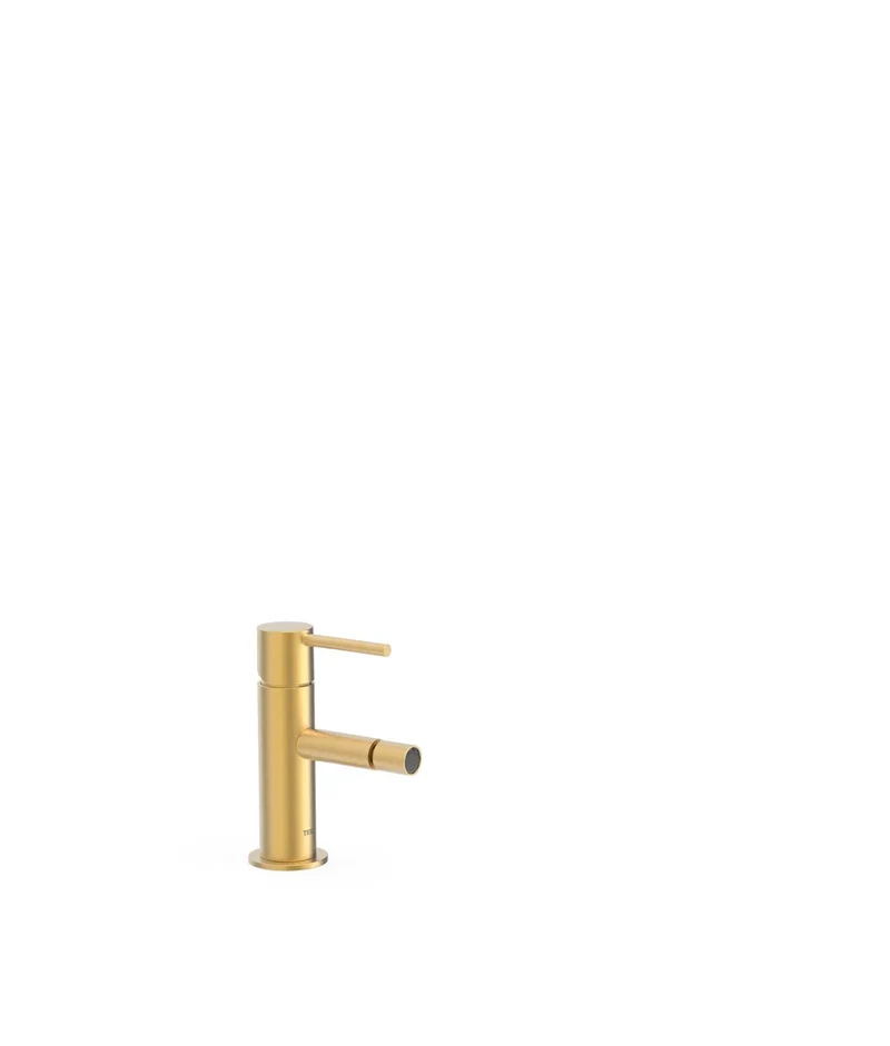 Grifo monomando para bidé con rótulo orientable en acabado oro mate Study Tres