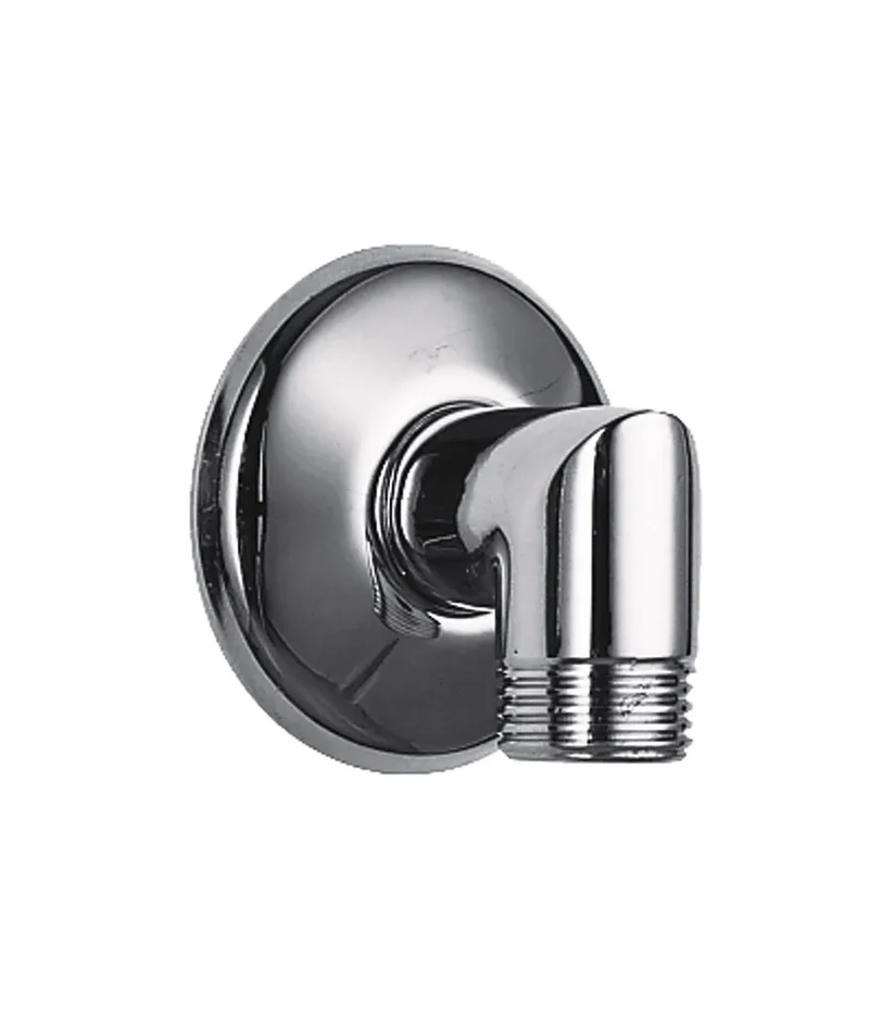 Codo circular de pared para conectar el flexo de ducha con diseño clásico y acabado cromado TRES