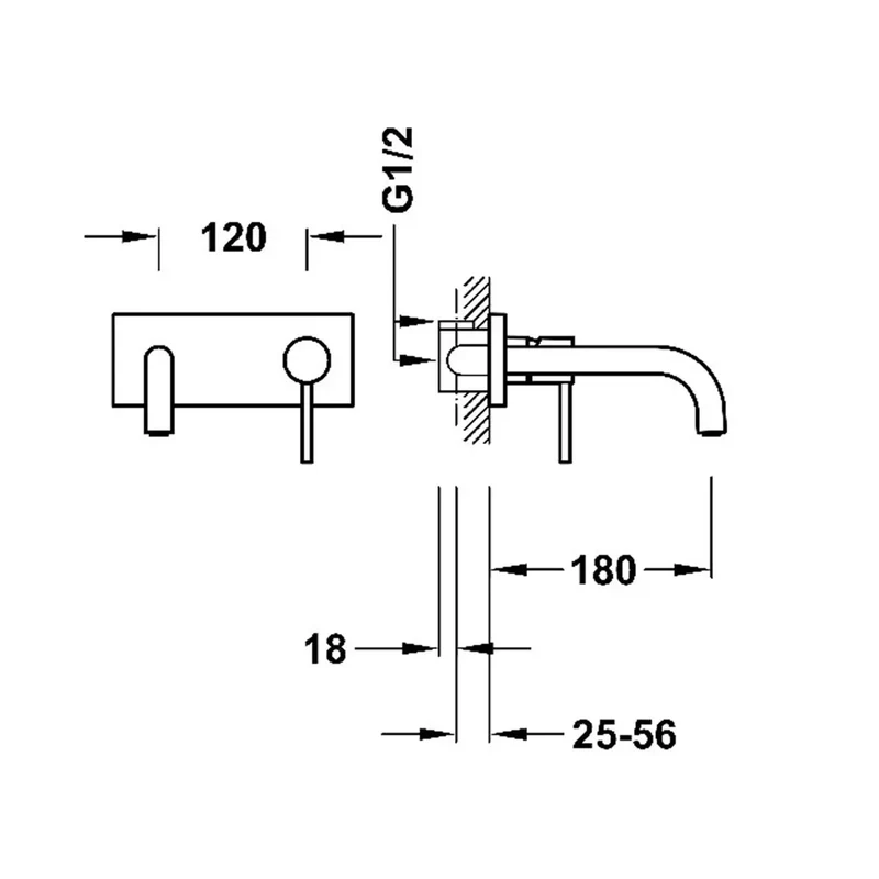 Grifo para lavabo monomando con cuerpo empotrado de acero Study Tres