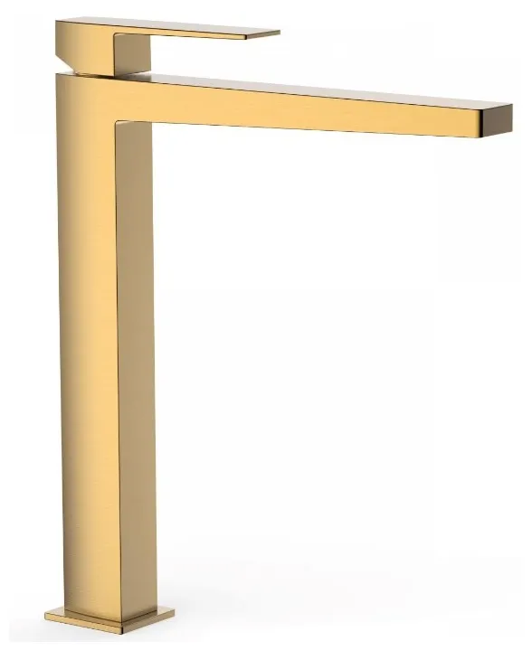 Grifo monomando para lavabo con caño plano en latón acabado oro mate XXL SLIM TRES
