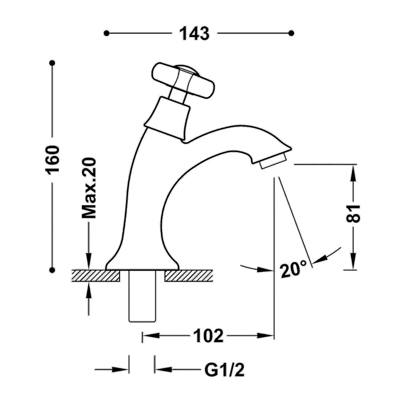 Grifo de lavabo clásico vertical monomando con acabado dorado CLASIC TRES