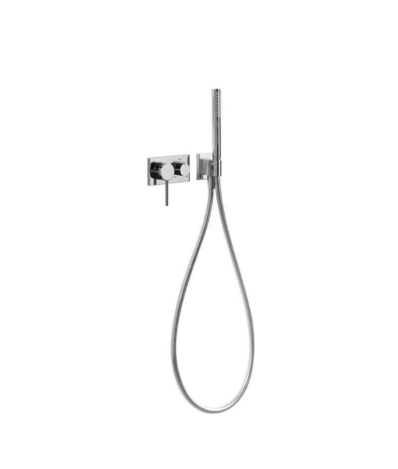 Grifo monomando para ducha empotrable de latón con acabado cromado TRES