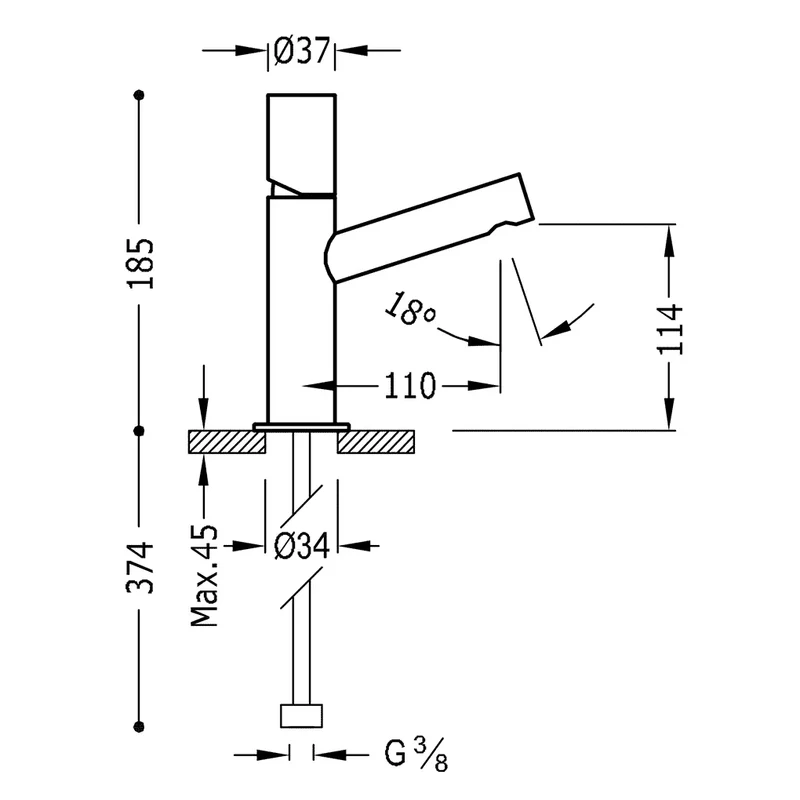 Grifo monomando para lavabo de latón con acabado cromado Max TRES