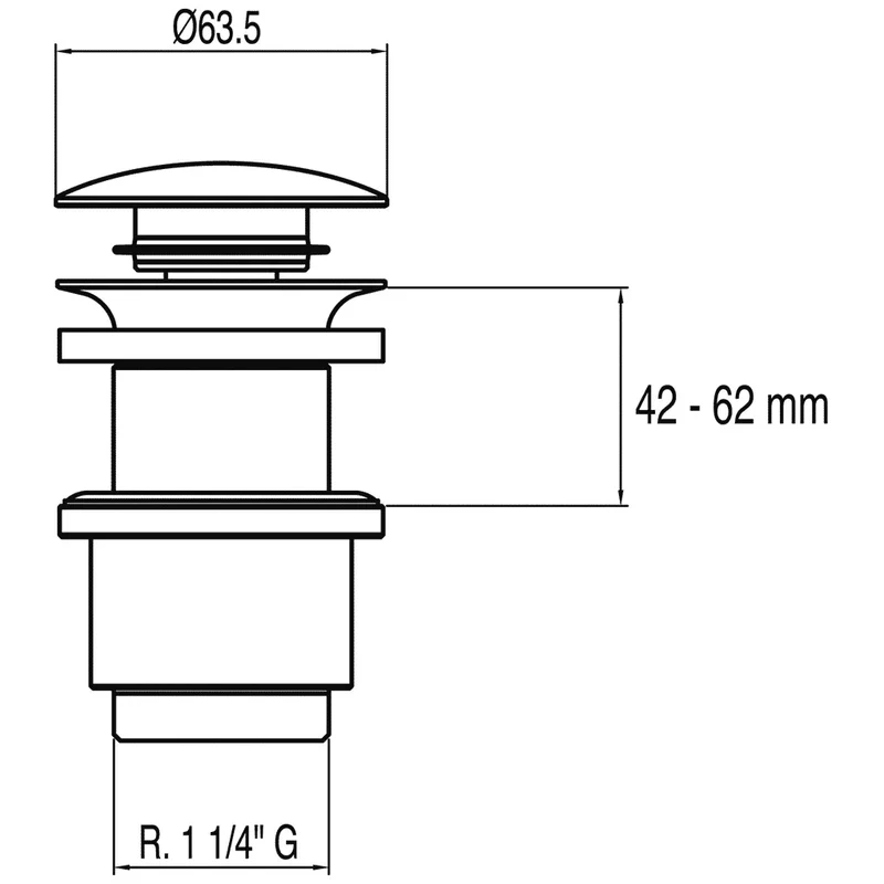 Válvula de desagüe para encimera de madera con acabado cromado Simple-Rapid TRES