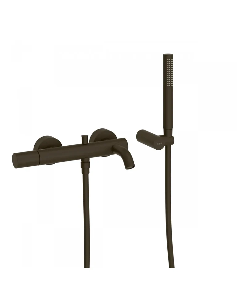Grifo monomando de bañera y ducha para empotrar de latón con acabado negro bronce Study TRES
