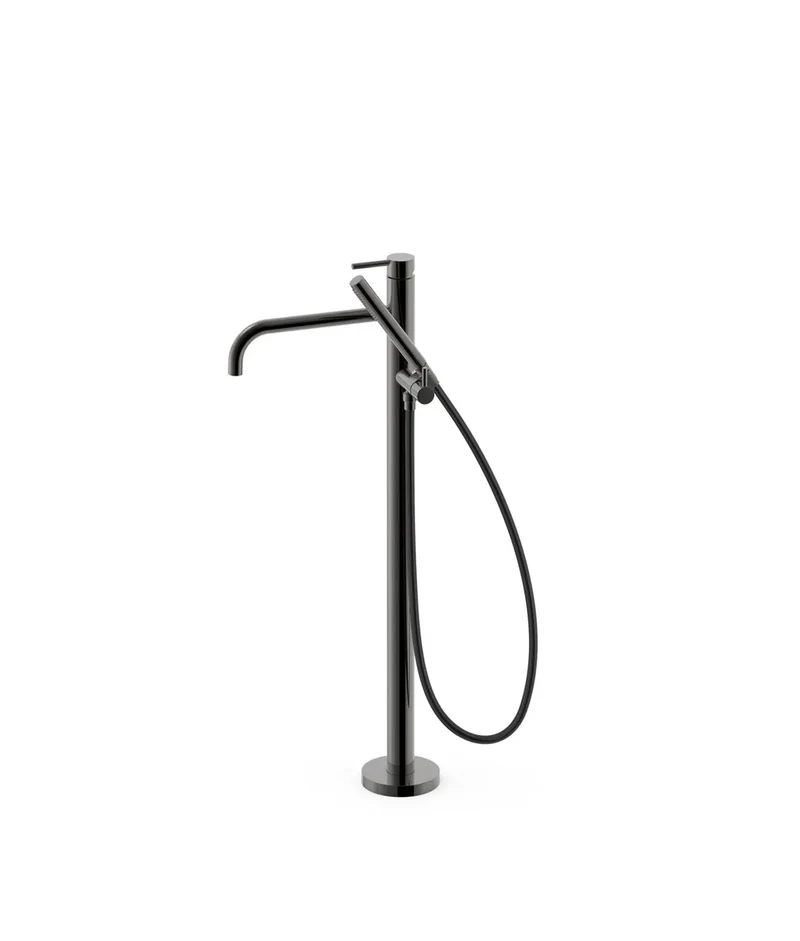 Grifo monomando de pie con teleducha y maneta para bañera acabado negro metalizado STUDY EXCLUSIVE TRES