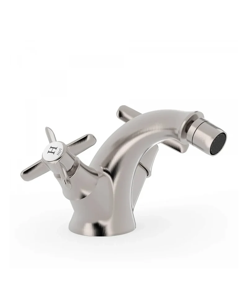 Grifo de bidé vertical con regulador de temperatura bimando de acero acabado CLASIC TRES