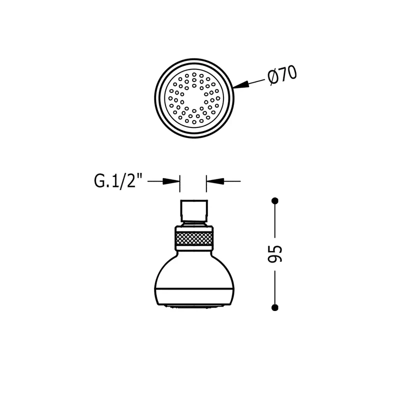 Rociador de ducha orientable de acabado cromado de bajo consumo de agua Ordal Basic TRES