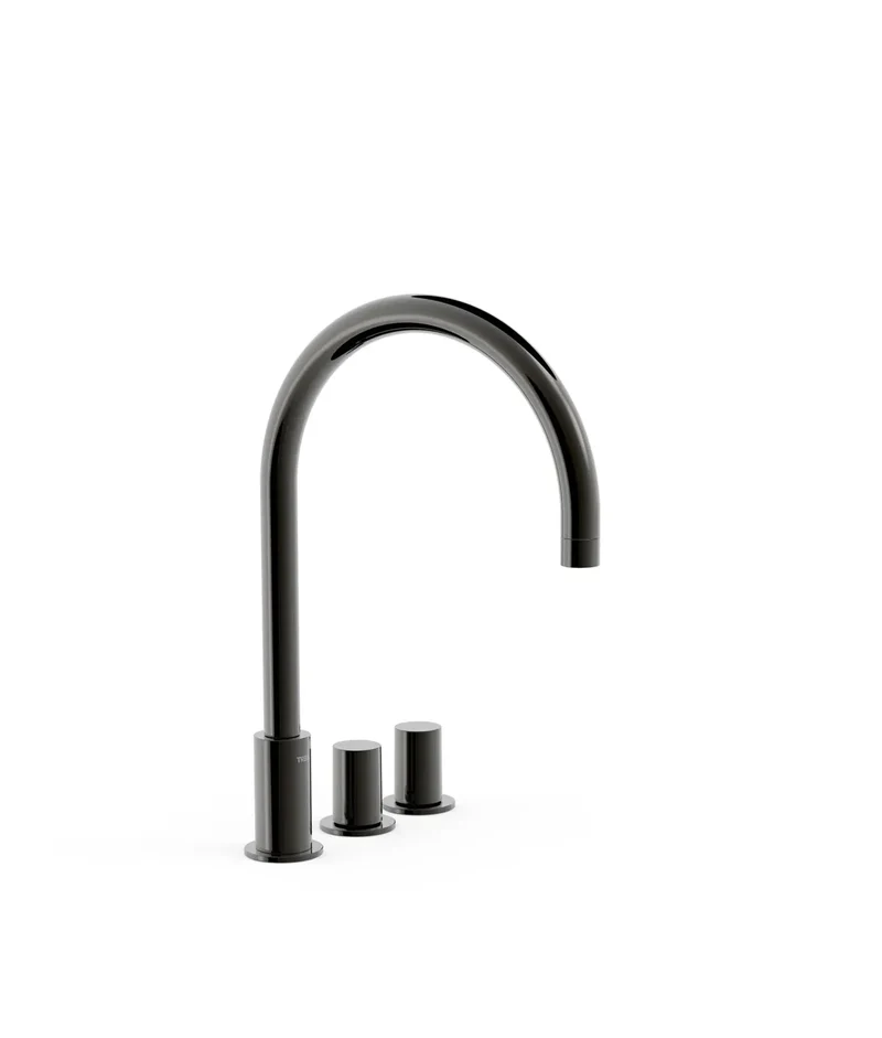 Grifo bimando de repisa en negro metalizado para lavabo instalación libre Study Tres