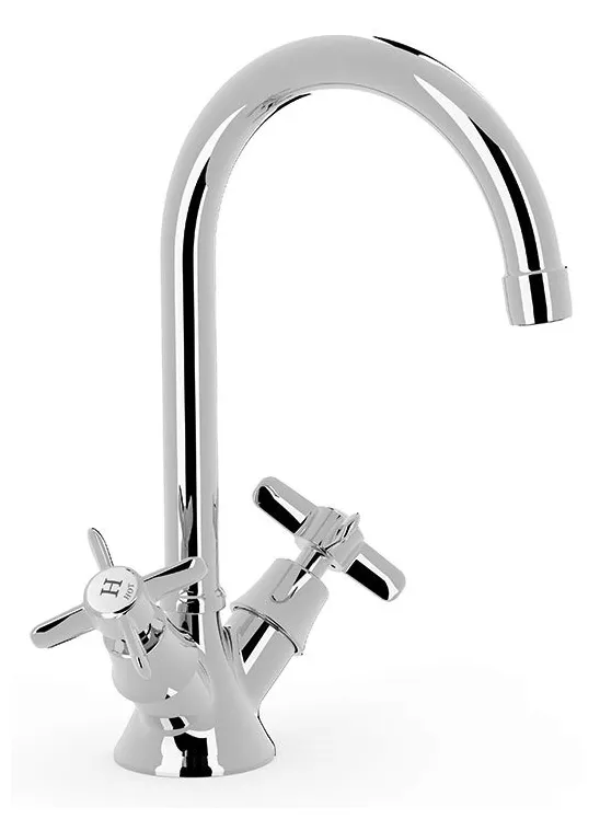 Grifo de lavabo clásico curvo con aireador y acabado cromado CLASIC TRES