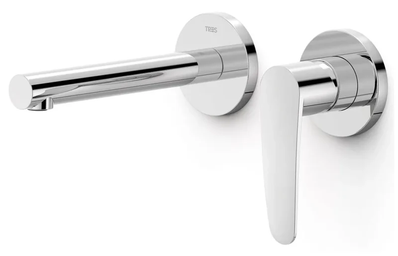 Grifo con monomando para instalación empotrada de lavabo en acabado cromado Flat Tres