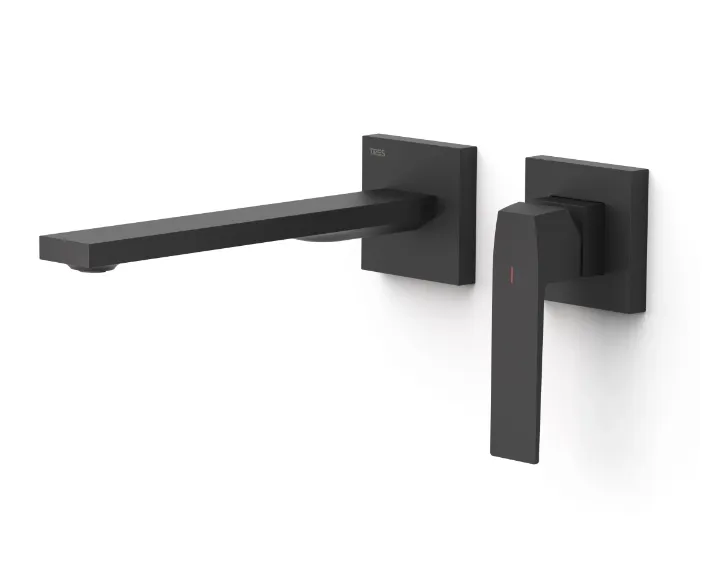 Grifo monomando para lavabo empotrado con amortiguadores en acabado negro mate