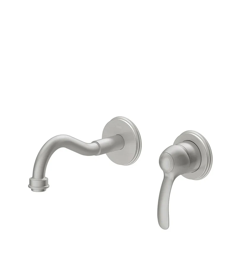 Grifo monomando para lavabo con cuerpo empotrado de acero con acabado acero BASIC de Tres Clasic Tres