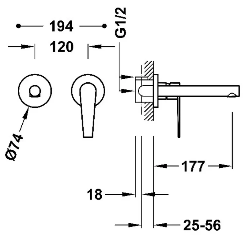 Grifo monomando empotrado para lavabo con acabado cromado Class Tres