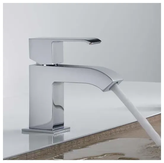 Grifo monomando para lavabo de latón con acabado cromado Cuadro TRES
