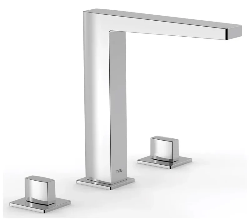 Grifo con bimando para lavabo sobre repisa con acabado cromado Slim Tres