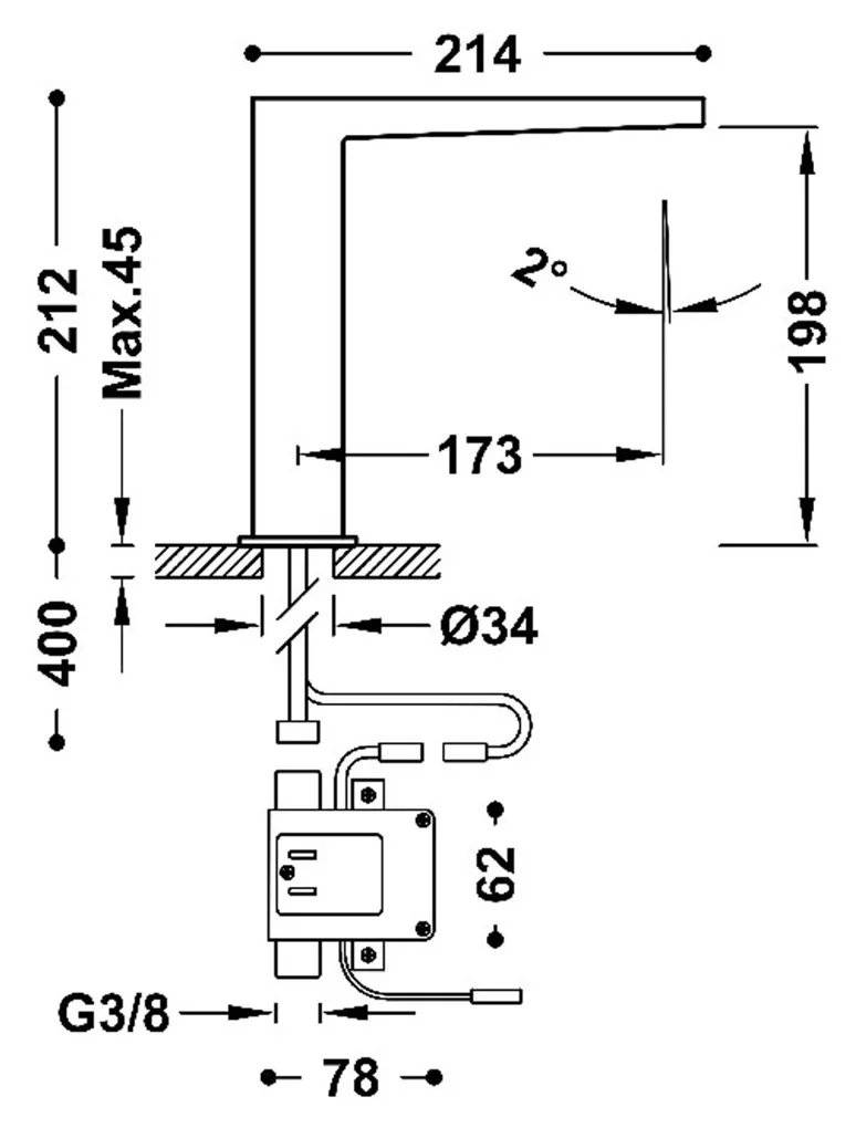 Grifo electrónico para lavabo de baño con acabado cromado Slim Tres
