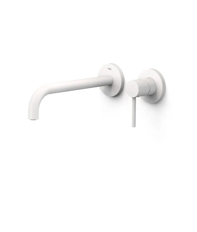 Grifo monomando empotrado para lavabo con amortiguadores acústicos acabado blanco mate de Study Tres