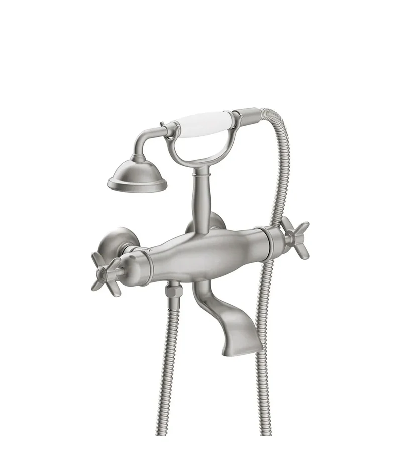 Grifo termostático para bañera y ducha con salida de agua cascada e inversor acabado acero Tres Clasic Tres