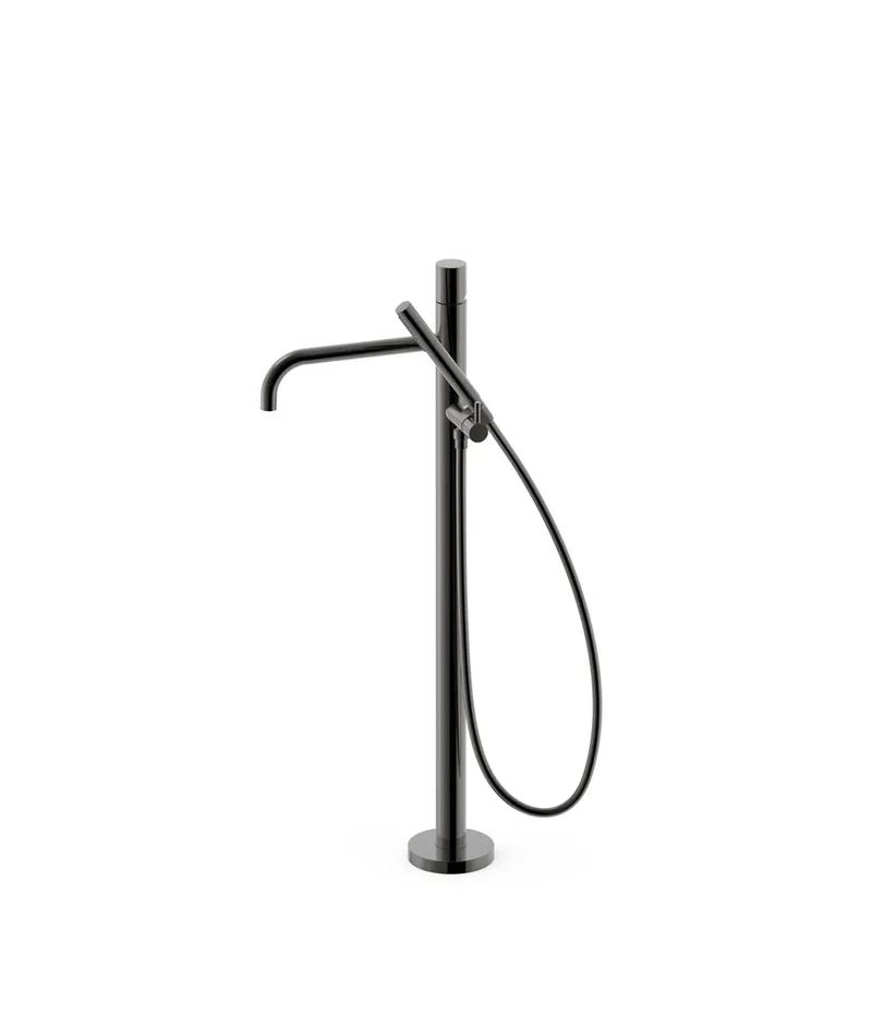 Grifo monomando de pie con teleducha para bañera y ducha acabado negro metalizado STUDY EXCLUSIVE TRES