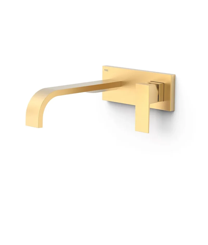 Grifo monomando empotrado para lavabo con caño acabado en oro mate Cuadro Tres