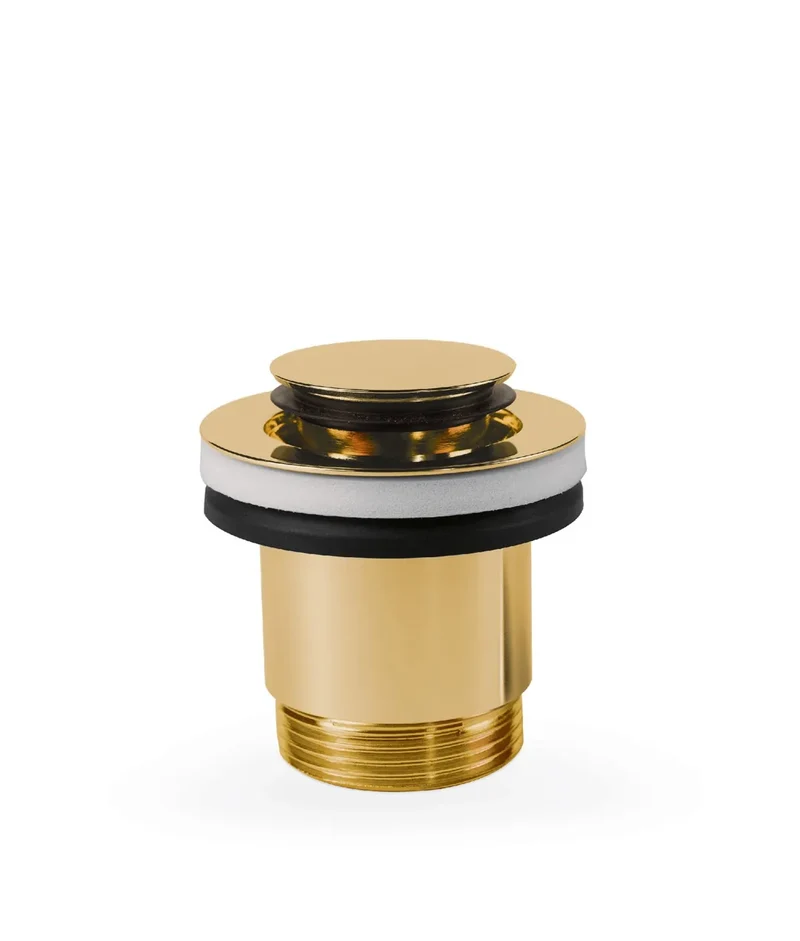 Válvula de desagüe para lavabo con acabado oro de latón Click Clack Simple Rapid Tres