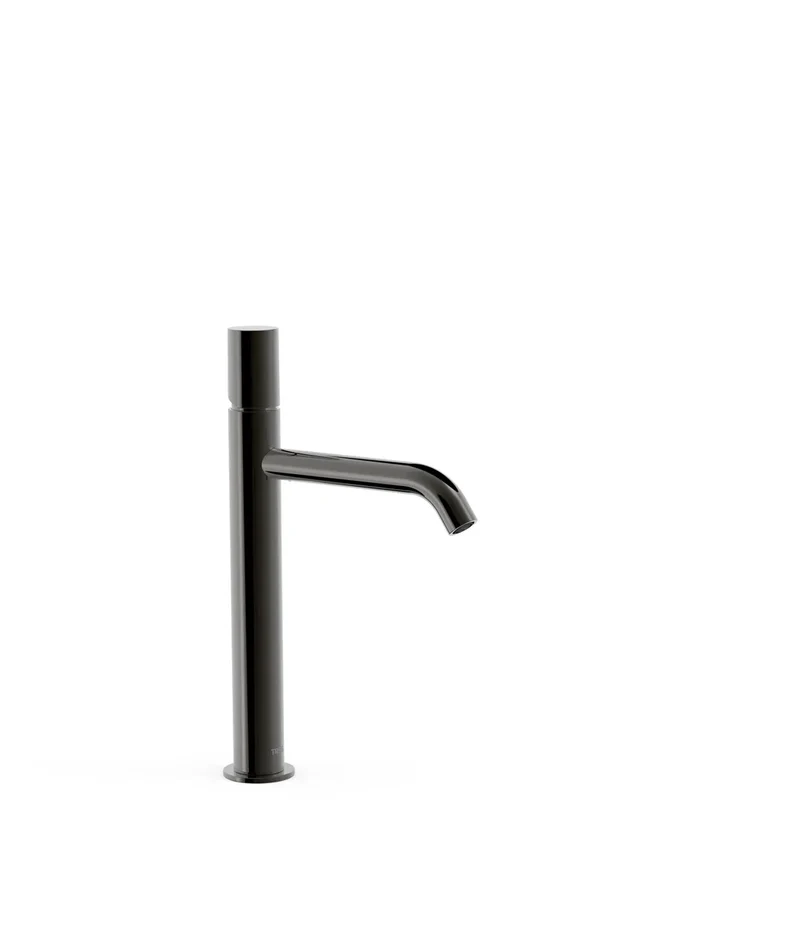 Grifo monomando alto para lavabo con latiguillos flexibles acabado negro metalizado Study Tres