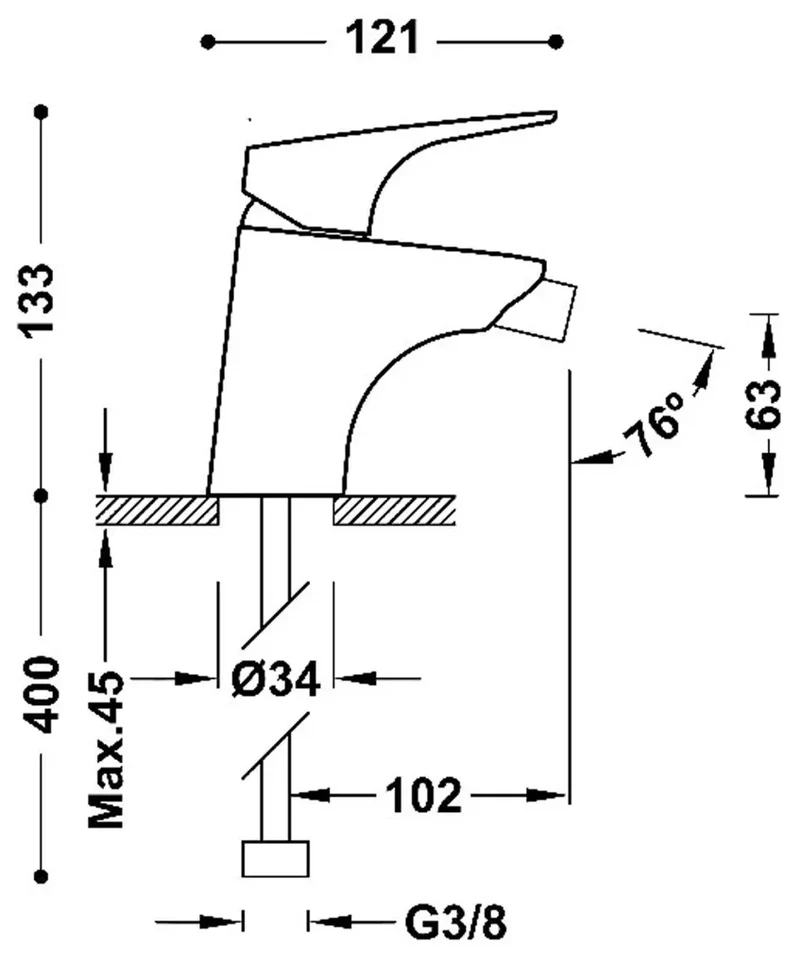 Grifo monomando para bidet con latiguillos de alimentación flexibles Canigó Tres