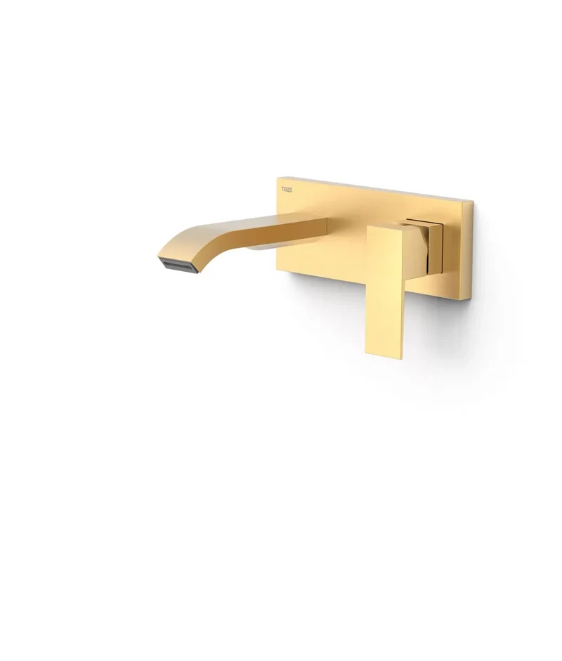 Grifo monomando empotrado para lavabo con caño acabado dorado mate Cuadro Tres
