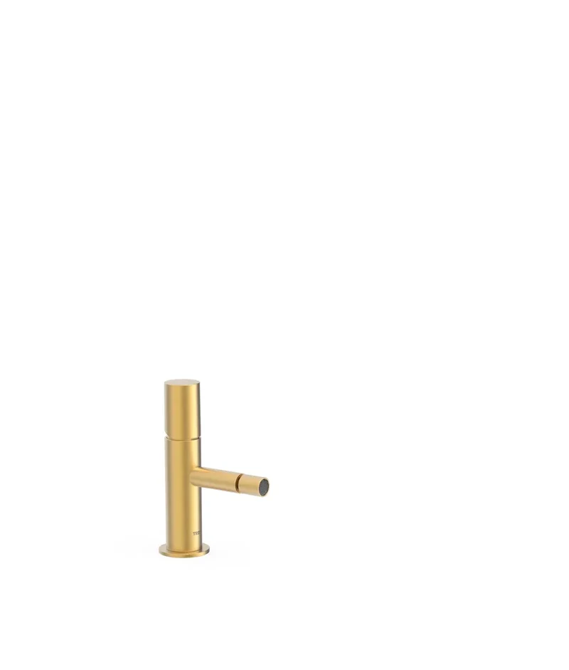 Grifo monomando para bidé con rótula orientable de latón con acabado en oro brillante Study Tres