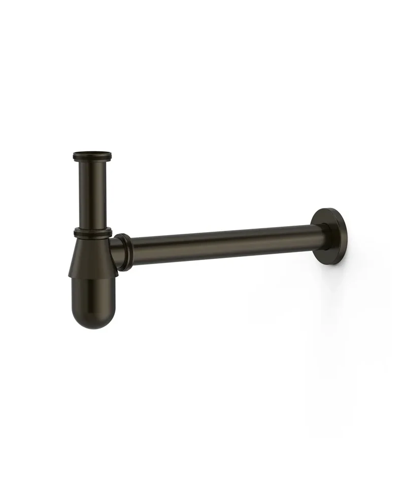 Sifón telescópico para lavabo tipo botella inspeccionable con acabado negro bronce Tres