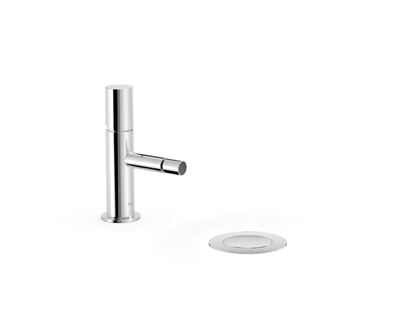 Grifo monomando para bidé con desagüe y caño de latón cromado Tub Study TRES