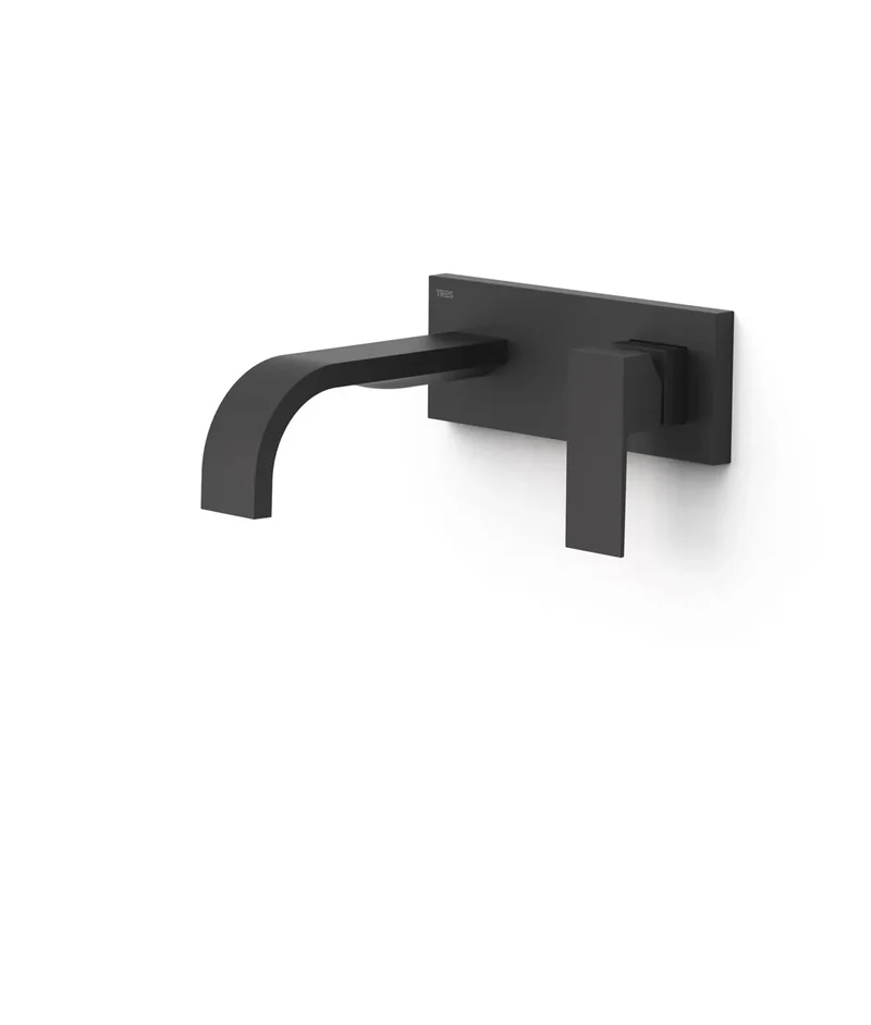 Grifo monomando empotrado para lavabo acabado negro mate con caño de 180 mm Cuadro Tres