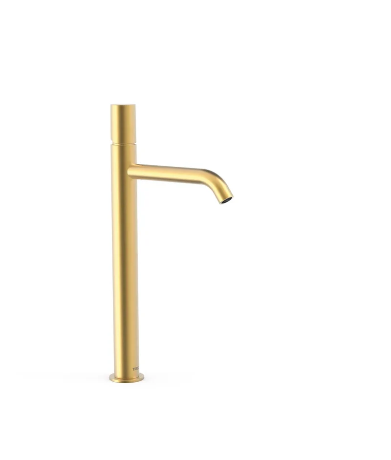 Grifo monomando para lavabo con latiguillos flexibles latón acabado dorado de Study Tres