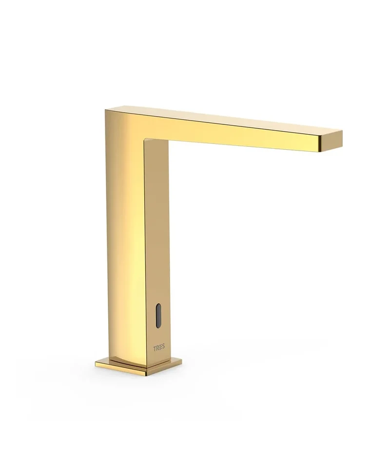 Grifo electrónico con sensor de infrarrojo para lavabo en acabado oro de veinticuatro quilates Slim TRES