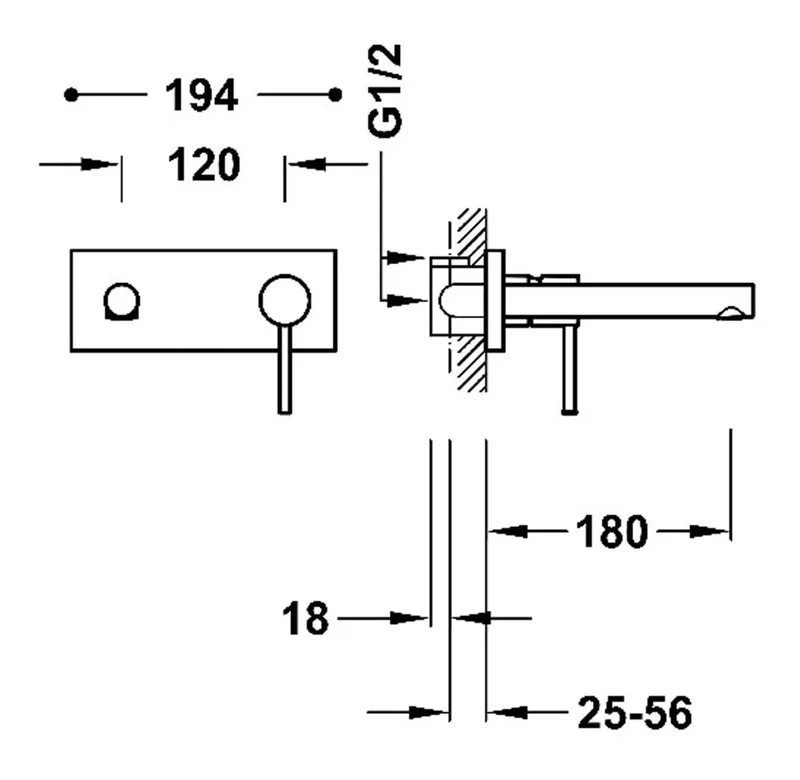 Grifo monomando de instalación empotrada para lavabo con acabado cromado Max Tres