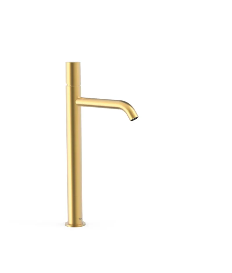 Grifo monomando para lavabo con latiguillos flexibles acabado oro mate Study Tres