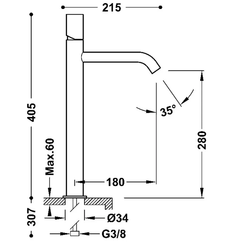 Grifo monomando para lavabo con latiguillos flexibles acabado oro mate Study Tres