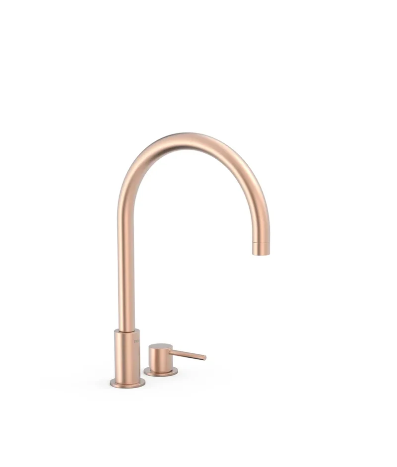 Grifo monomando de repisa e instalación libre fabricado en latón con acabado oro rosa mate STUDY COLORS TRES
