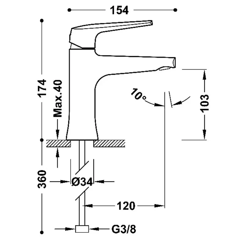 Grifo monomando para lavabo con aireador de silicona oculto de latón acabado oro rosa mate Fuji Tres