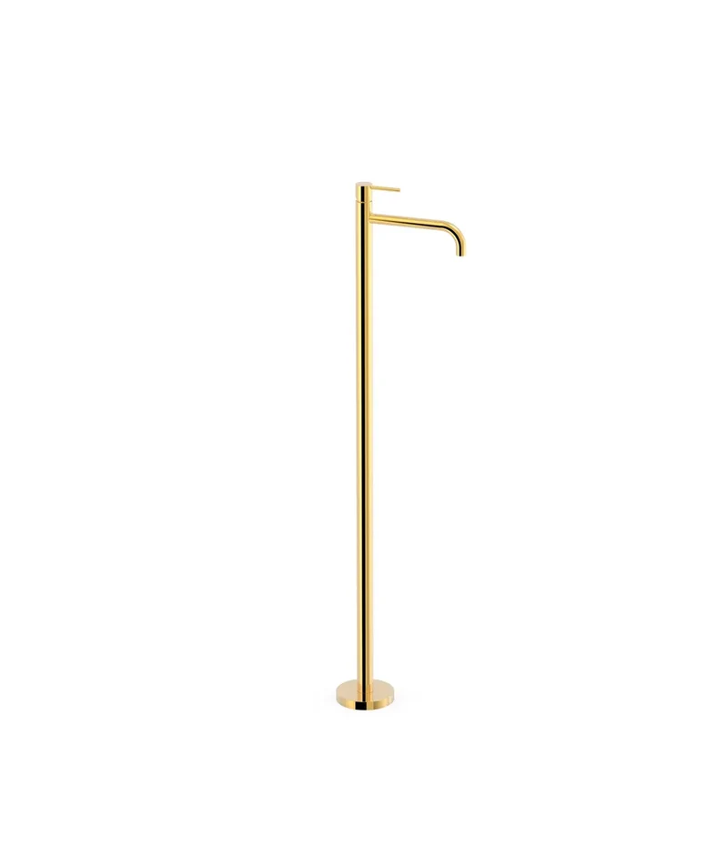 Grifo de pie monomando para lavabo con maneta de latón acabado en oro STUDY EXCLUSIVE TRES