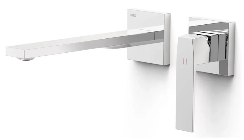 Grifo con monomando para lavabo con instalación empotrada con amortiguadores acústicos Slim Tres