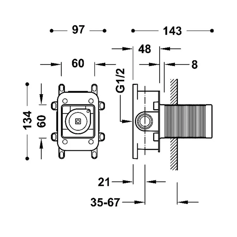 Grifo monomando empotrable una vía con tornillo oculto de latón negro mate SLIM EXCLUSIVE TRES
