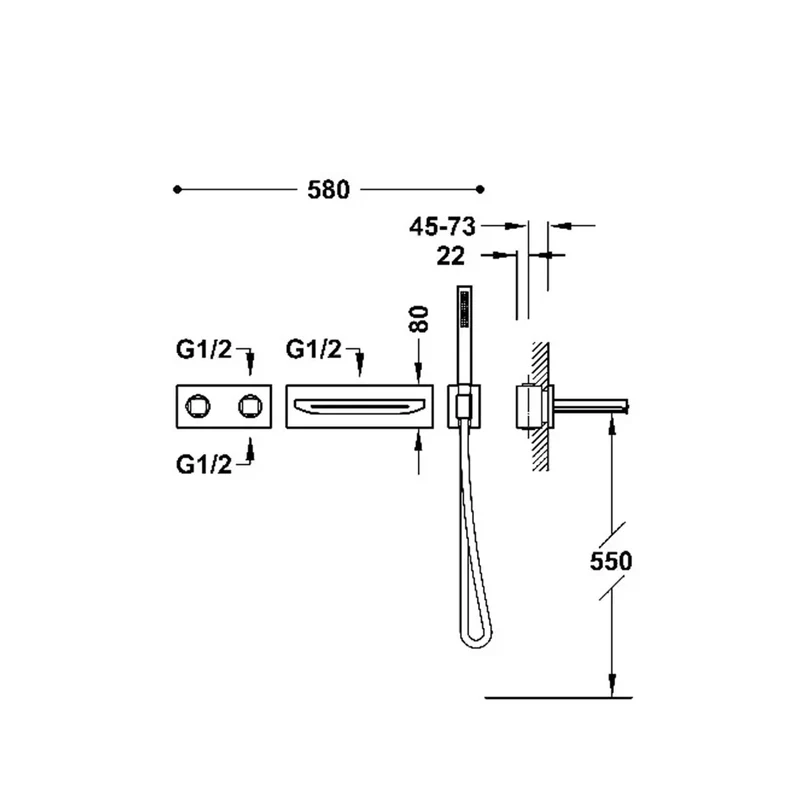 Grifo termostático para bañera y ducha de latón con acabado cromo B-SYSTEM TRES